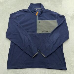 Timberland Fleece Pullover Mens XXL Navy Blue 1/4 Zip Tech Pocket Mock Neck